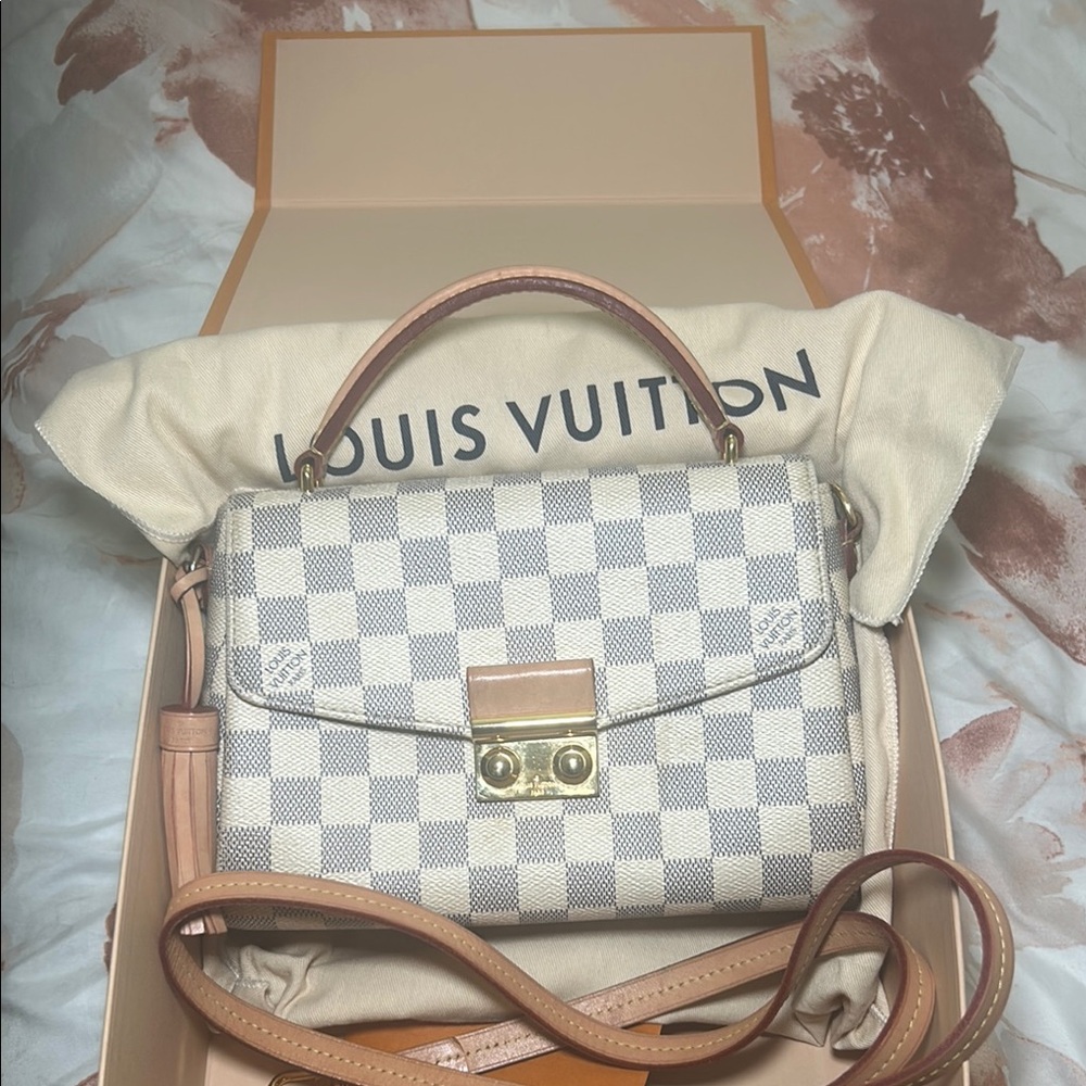 Louis Vuitton Cream and Tan Satchel with Structured Elegance